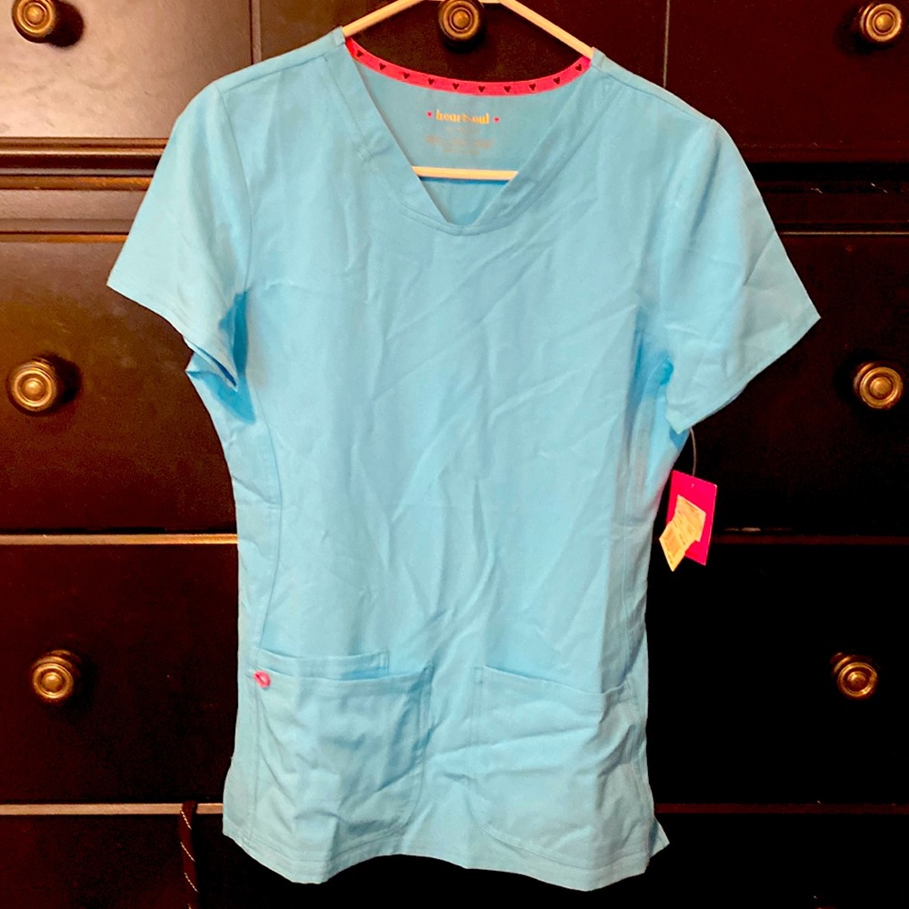 XS HeartSoul Scrub top Turquoise